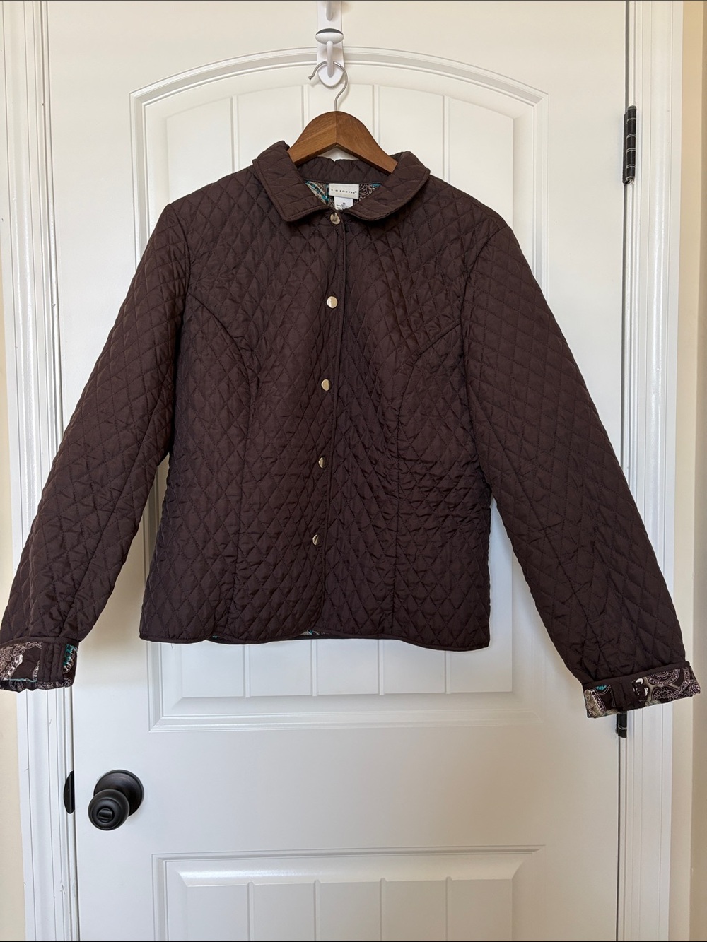 Kim Rogers Quilted Puffer Jacket in Dark Brown